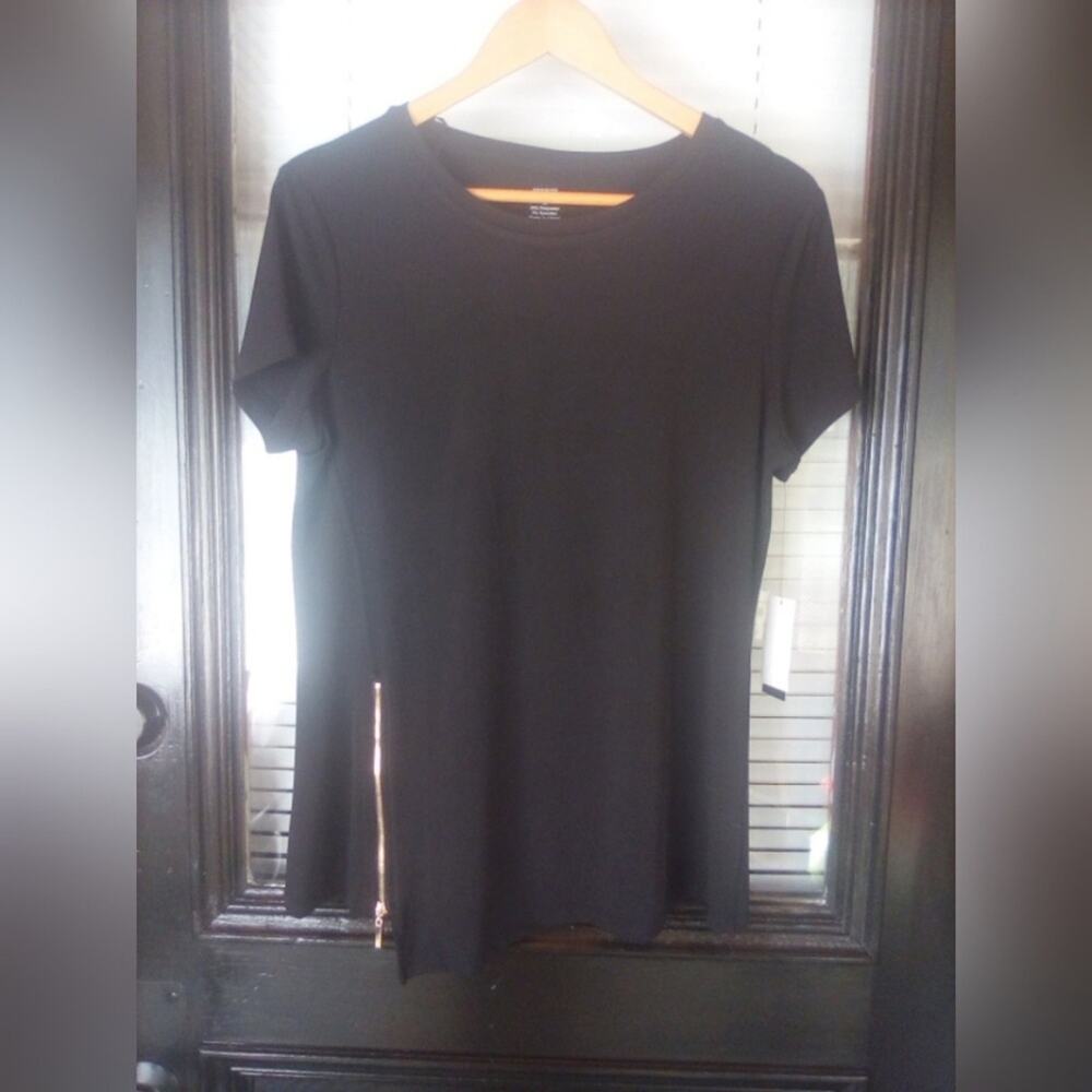 Premise Black asymmetric hem zipper top
